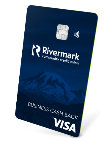 The navy blue Rivermark Business Cash Back credit card.