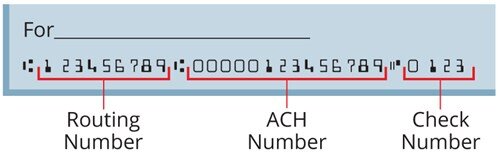 Screenshot of a Rivermark check with account numbers on the bottom