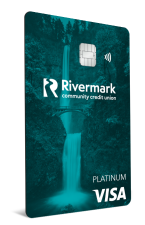 The teal Rivermark Platinum credit card.