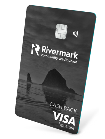 The black Rivermark Cash Back credit card.