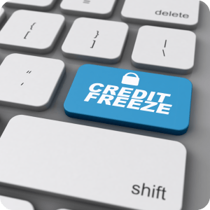 Keyboard with a key that says freeze credit.