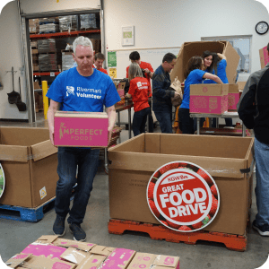 Rivermark volunteer at the Food Bank.