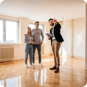 Young couple looking a new house they want to purchase.