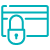 teal icon of credit card with lock in front of it.