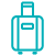 Teal icon of luggage.