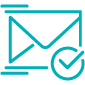 Teal icon of an envelope.