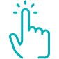 Teal icon of a finger clicking.